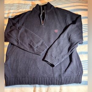 Navy knit quarter zip sweater